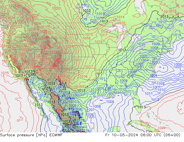 Surface pressure ECMWF Fr 10.05.2024 06 UTC