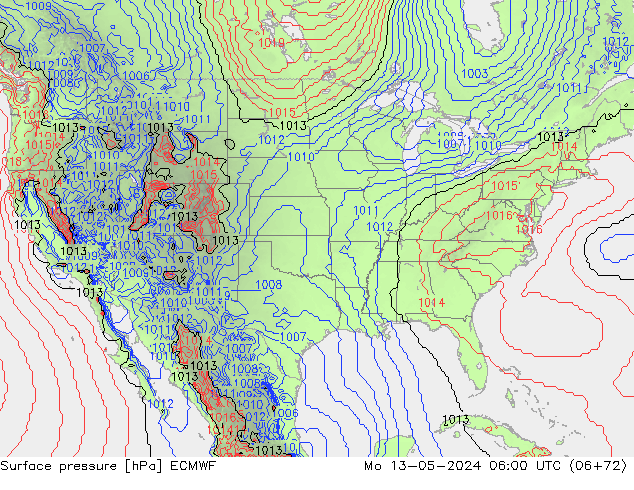 Surface pressure ECMWF Mo 13.05.2024 06 UTC