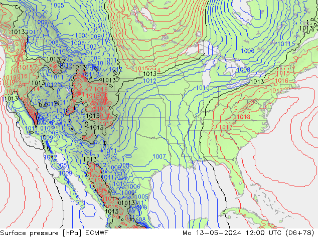 приземное давление ECMWF пн 13.05.2024 12 UTC