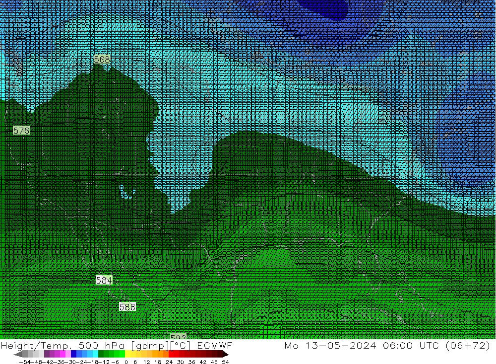 Géop./Temp. 500 hPa ECMWF lun 13.05.2024 06 UTC