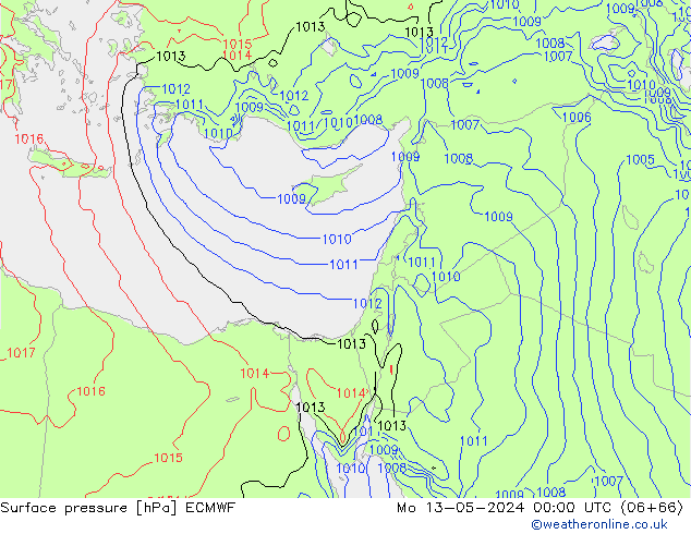 pressão do solo ECMWF Seg 13.05.2024 00 UTC