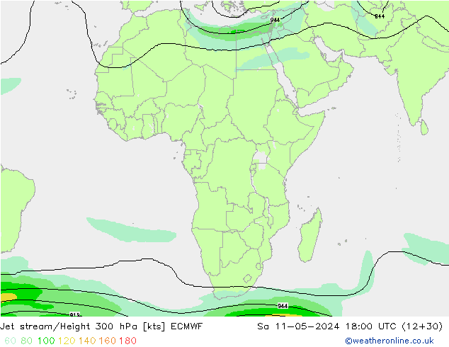 Jet stream/Height 300 hPa ECMWF So 11.05.2024 18 UTC