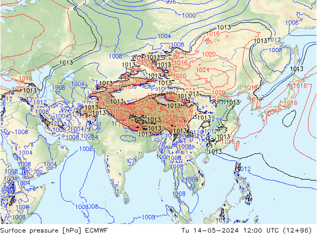 Pressione al suolo ECMWF mar 14.05.2024 12 UTC