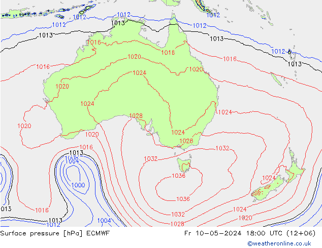 Surface pressure ECMWF Fr 10.05.2024 18 UTC