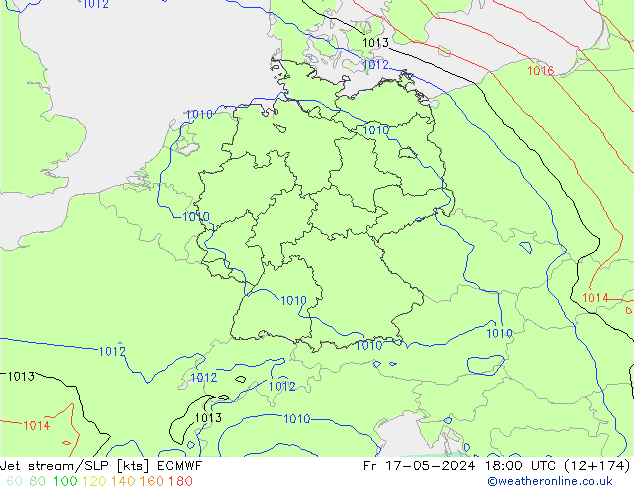 Jet stream/SLP ECMWF Fr 17.05.2024 18 UTC