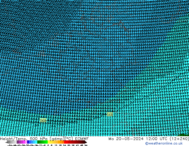 Height/Temp. 500 hPa ECMWF Mo 20.05.2024 12 UTC