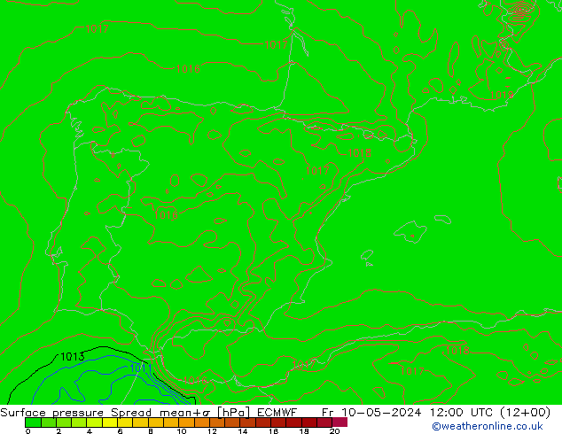 Bodendruck Spread ECMWF Fr 10.05.2024 12 UTC