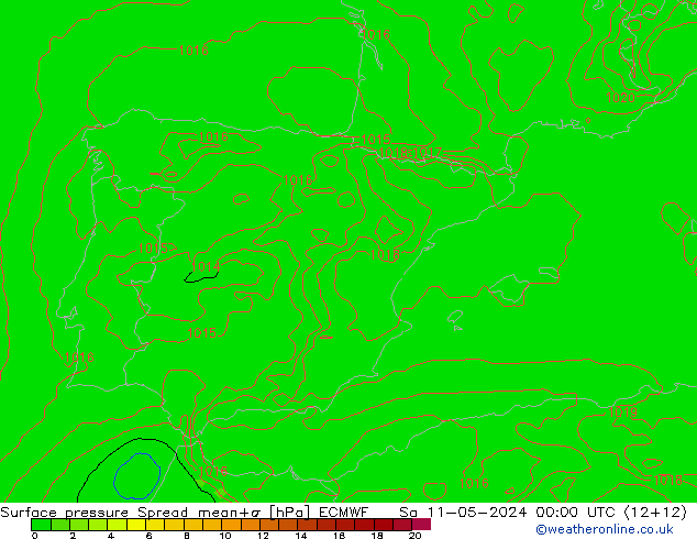 Bodendruck Spread ECMWF Sa 11.05.2024 00 UTC
