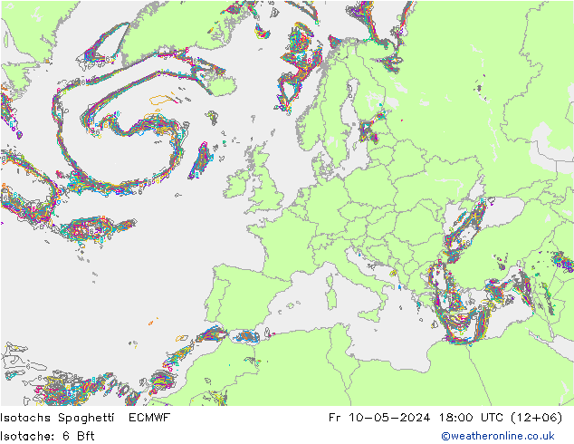 Isotaca Spaghetti ECMWF vie 10.05.2024 18 UTC