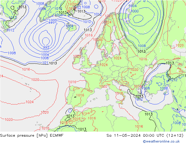 Surface pressure ECMWF Sa 11.05.2024 00 UTC