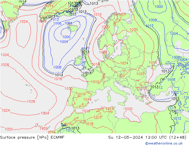 Bodendruck ECMWF So 12.05.2024 12 UTC