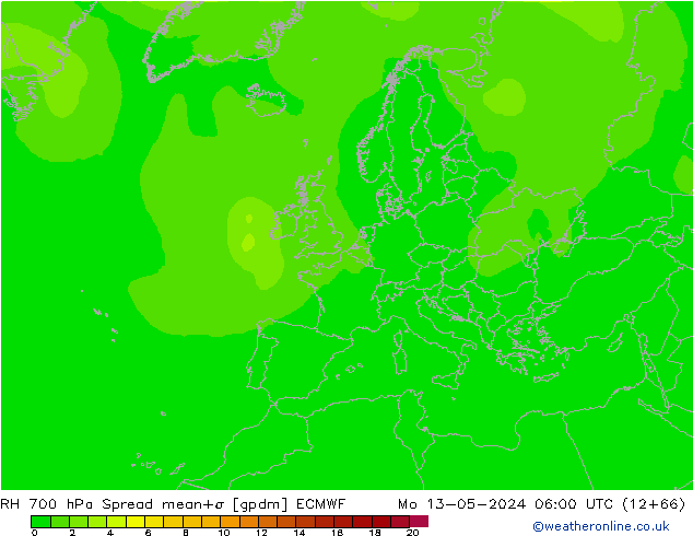 RH 700 hPa Spread ECMWF Mo 13.05.2024 06 UTC