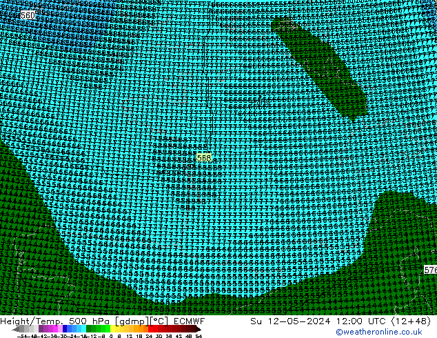 Height/Temp. 500 hPa ECMWF  12.05.2024 12 UTC