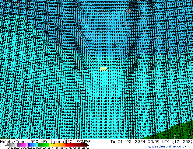 Height/Temp. 500 hPa ECMWF Ter 21.05.2024 00 UTC