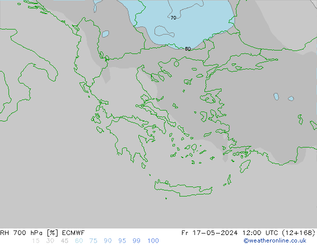 RH 700 hPa ECMWF Fr 17.05.2024 12 UTC