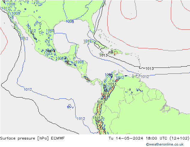 ciśnienie ECMWF wto. 14.05.2024 18 UTC