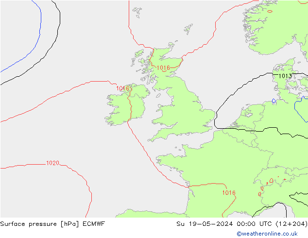 Luchtdruk (Grond) ECMWF zo 19.05.2024 00 UTC