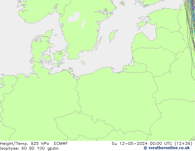 Height/Temp. 925 hPa ECMWF Su 12.05.2024 00 UTC