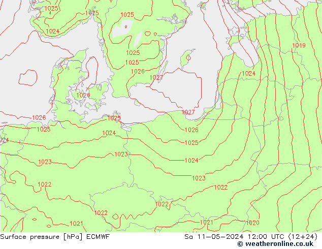 ciśnienie ECMWF so. 11.05.2024 12 UTC