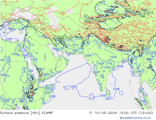地面气压 ECMWF 星期五 10.05.2024 12 UTC