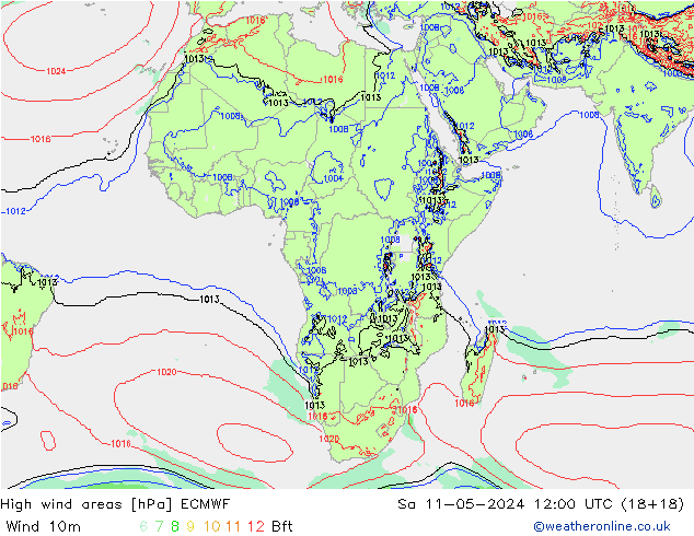 High wind areas ECMWF  11.05.2024 12 UTC