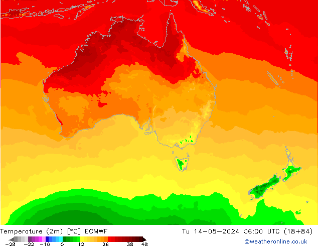 Temperatura (2m) ECMWF mar 14.05.2024 06 UTC