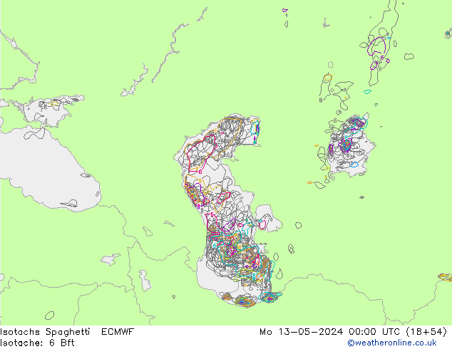 Isotachs Spaghetti ECMWF Seg 13.05.2024 00 UTC
