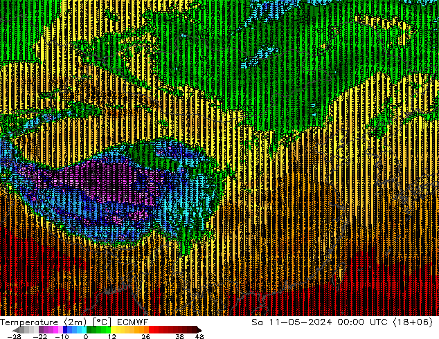 温度图 ECMWF 星期六 11.05.2024 00 UTC