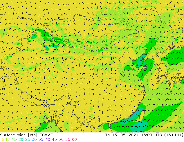 风 10 米 ECMWF 星期四 16.05.2024 18 UTC
