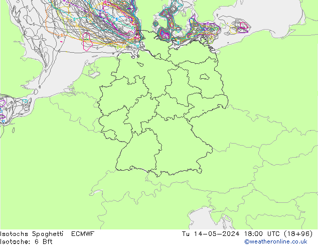 Eşrüzgar Hızları Spaghetti ECMWF Sa 14.05.2024 18 UTC