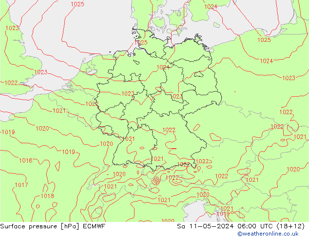 地面气压 ECMWF 星期六 11.05.2024 06 UTC