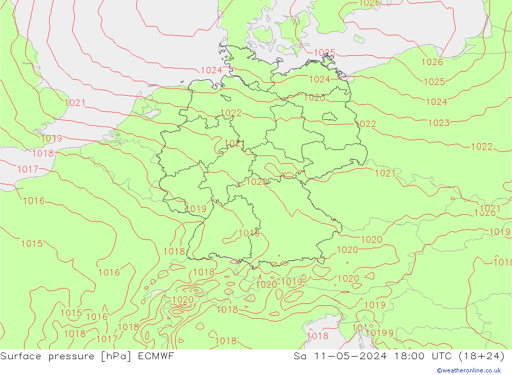 Luchtdruk (Grond) ECMWF za 11.05.2024 18 UTC