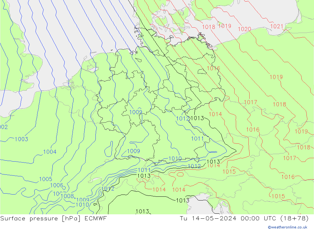 pressão do solo ECMWF Ter 14.05.2024 00 UTC