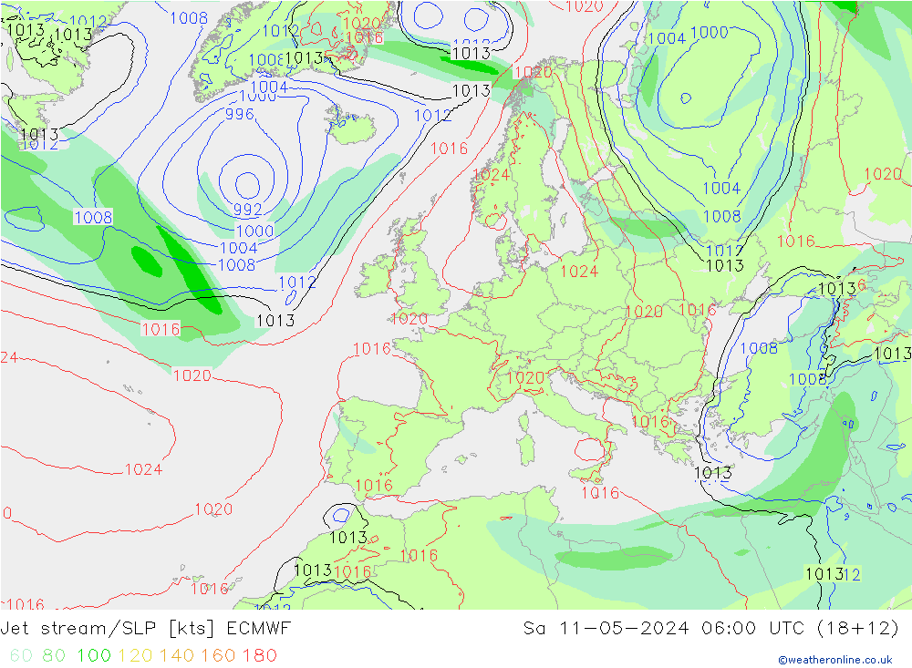 Polarjet/Bodendruck ECMWF Sa 11.05.2024 06 UTC