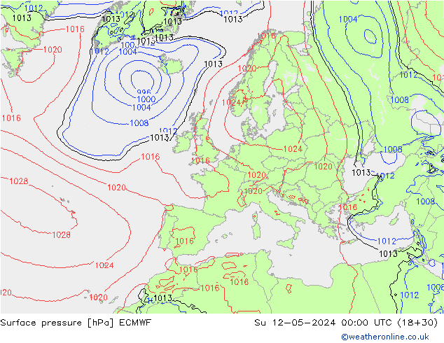 Surface pressure ECMWF Su 12.05.2024 00 UTC