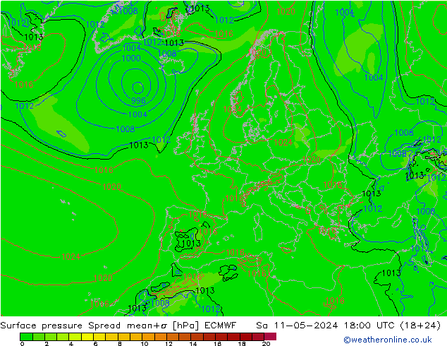 Bodendruck Spread ECMWF Sa 11.05.2024 18 UTC