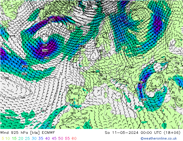 Wind 925 hPa ECMWF Sa 11.05.2024 00 UTC