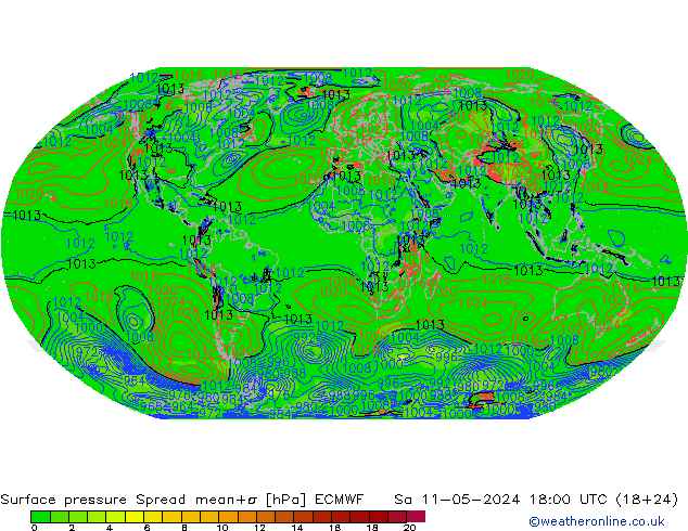 Bodendruck Spread ECMWF Sa 11.05.2024 18 UTC
