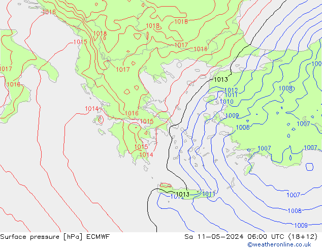Pressione al suolo ECMWF sab 11.05.2024 06 UTC