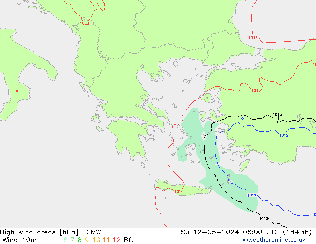 High wind areas ECMWF dim 12.05.2024 06 UTC