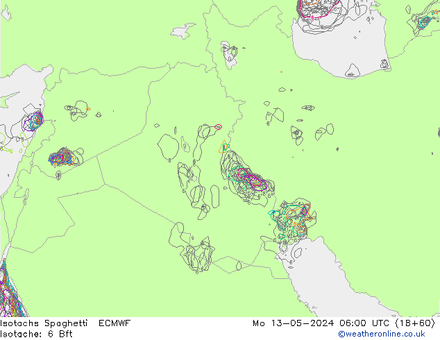 Isotachs Spaghetti ECMWF пн 13.05.2024 06 UTC
