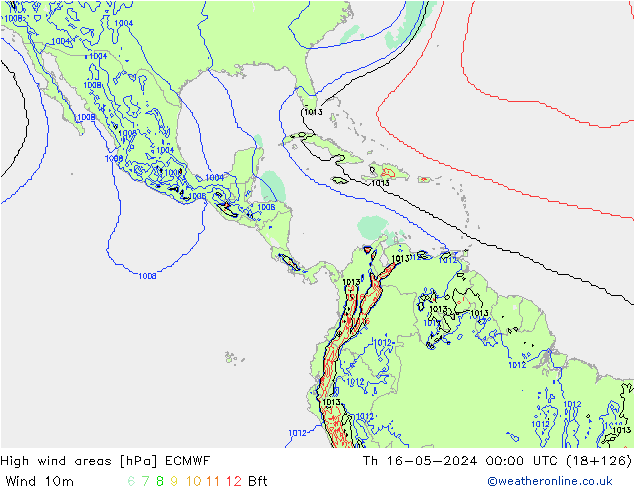 High wind areas ECMWF jeu 16.05.2024 00 UTC