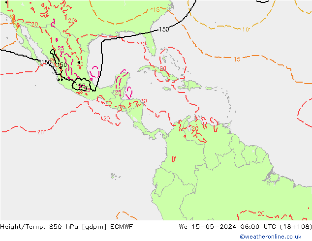 Height/Temp. 850 hPa ECMWF We 15.05.2024 06 UTC