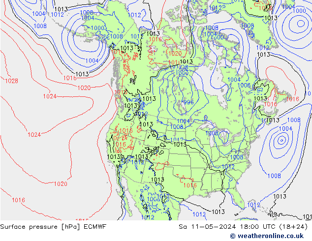 地面气压 ECMWF 星期六 11.05.2024 18 UTC