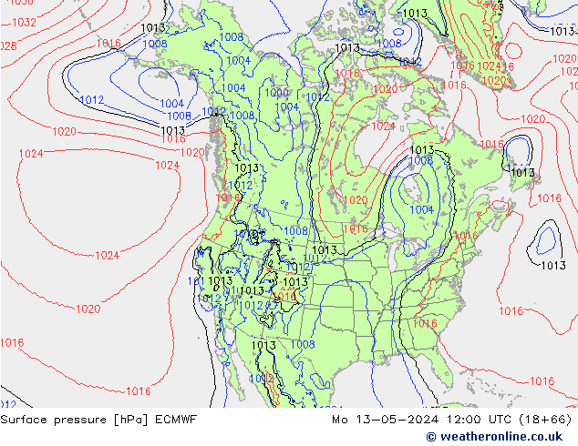 Luchtdruk (Grond) ECMWF ma 13.05.2024 12 UTC