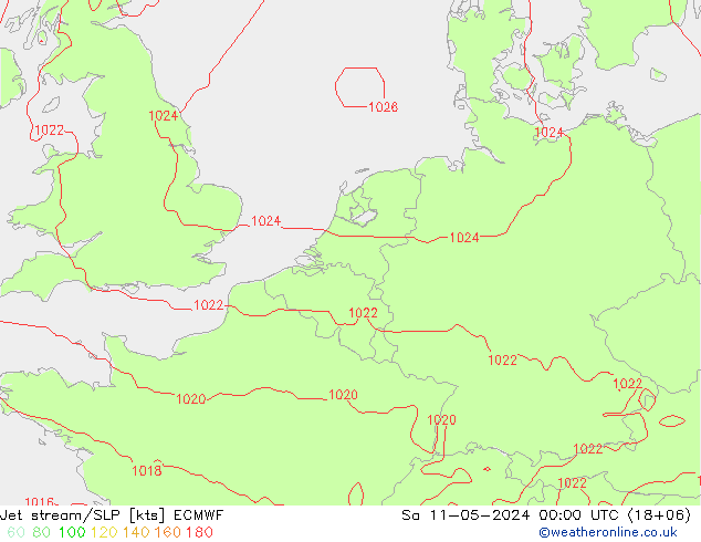 Polarjet/Bodendruck ECMWF Sa 11.05.2024 00 UTC
