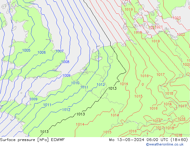 Yer basıncı ECMWF Pzt 13.05.2024 06 UTC