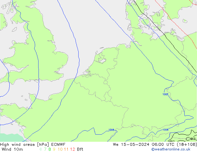 High wind areas ECMWF mer 15.05.2024 06 UTC