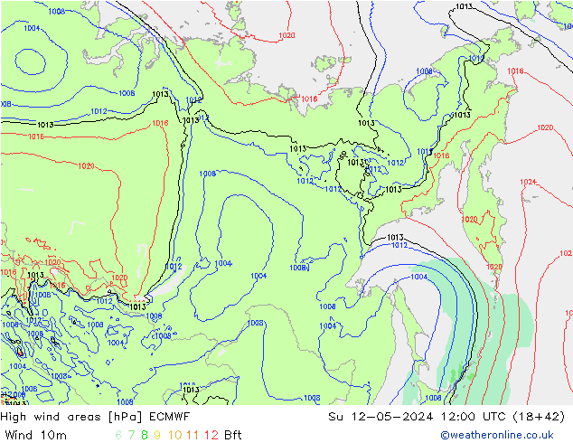High wind areas ECMWF dom 12.05.2024 12 UTC