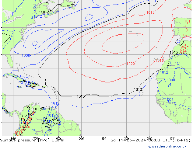 ciśnienie ECMWF so. 11.05.2024 06 UTC